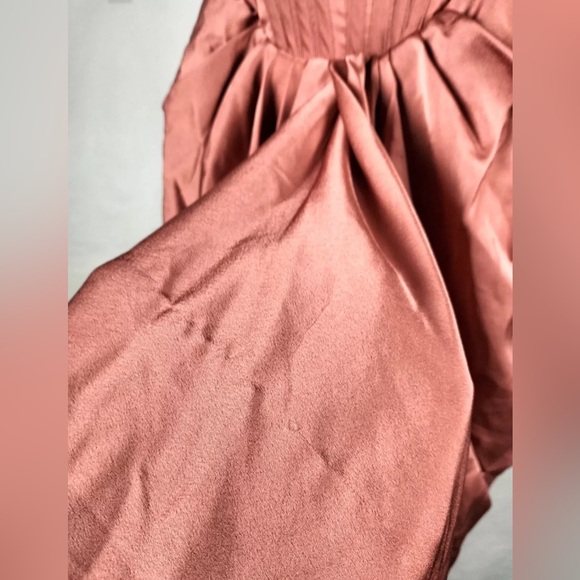 NWOT House of CB Janis Rouge Satin One Shoulder Draped Midi Dress - Picture 8 of 8